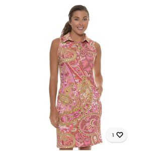 Tee 2 Sea Sleeveless Golf Dress Paisley Size S Pink Stretchy Tennis Pickleball